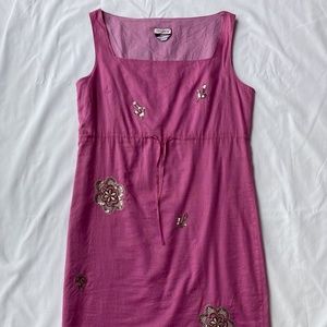 Max & Co Fuchsia Boho Dress with Silver Embellishments, size 8.